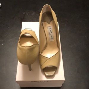 Authentic Jimmy Choo Canvas Peep Toe Heels
